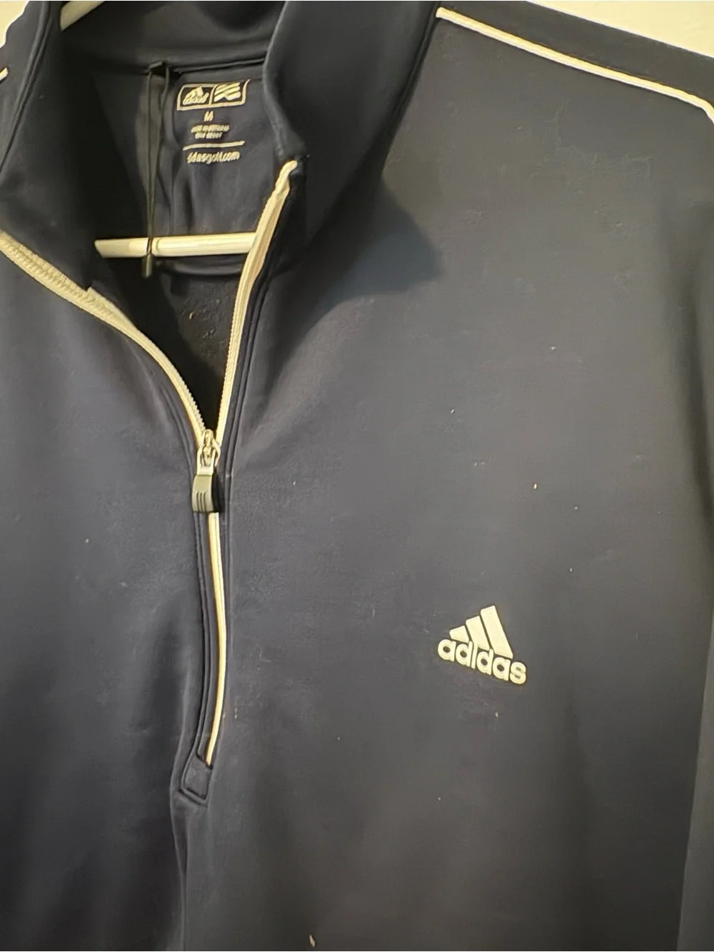 Adidas Golf Quarter Zip preppy Pullover Navy White Stripe Performance Men’s M